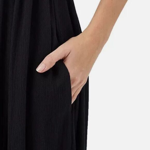 Frye Cotton Rayon Mix Media Basic Witchy Sleeveless Maxi Dress with Pockets XL - Picture 9 of 9